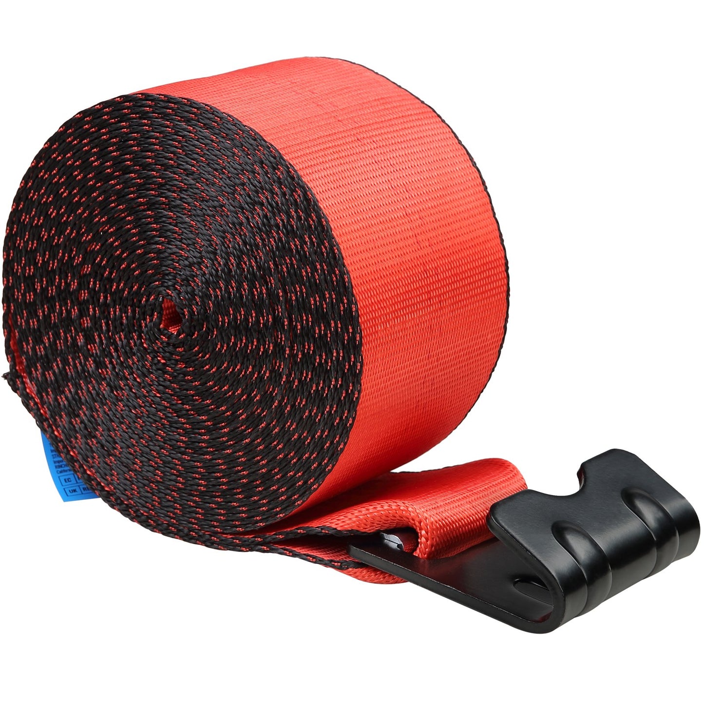 Winch Straps, 4" x 30', 6000 lbs Load Capacity, 18000 lbs Breaking Strength, Flat Hook Truck Straps, Flatbed Tie Down Load Control for Trailers, Farms, Rescues, Tree Rescuers, Red (10-Pack)