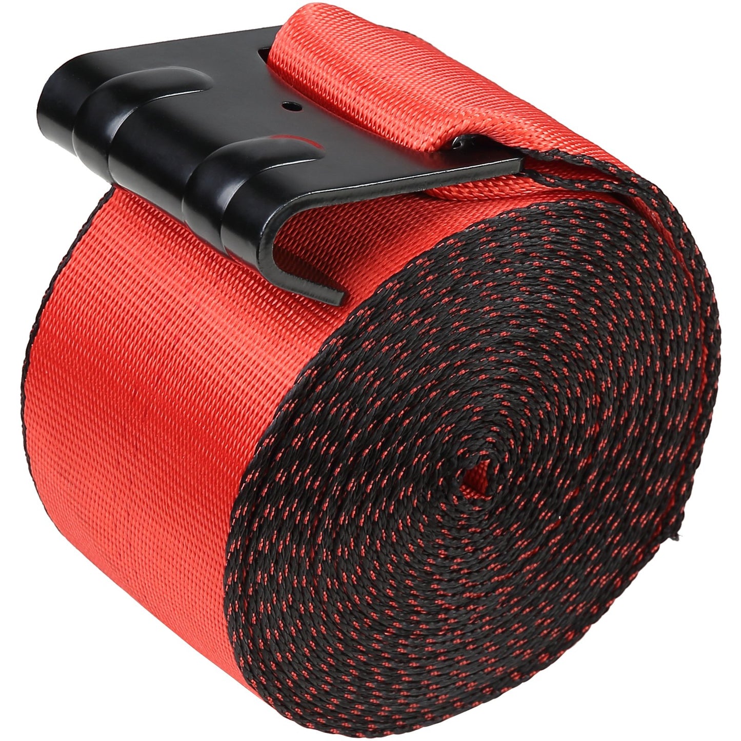 Winch Straps, 4" x 30', 6000 lbs Load Capacity, 18000 lbs Breaking Strength, Flat Hook Truck Straps, Flatbed Tie Down Load Control for Trailers, Farms, Rescues, Tree Rescuers, Red (10-Pack)