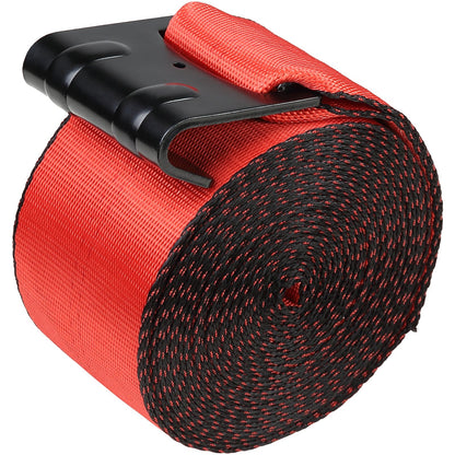 Winch Straps, 4" x 30', 6000 lbs Load Capacity, 18000 lbs Breaking Strength, Flat Hook Truck Straps, Flatbed Tie Down Load Control for Trailers, Farms, Rescues, Tree Rescuers, Red (10-Pack)