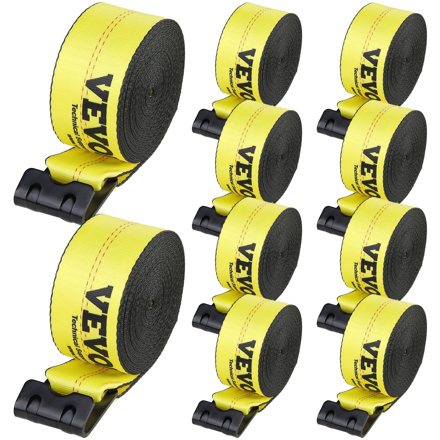 Winch Straps, 4" x 40', 6000 lbs Load Capacity, 18000 lbs Breaking Strength, Flat Hook Truck Straps, Flatbed Tie Down Load Control for Trailers, Farms, Rescues, Tree Rescuers, Yellow (10-Pack)