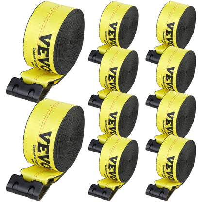 Winch Straps, 4" x 40', 6000 lbs Load Capacity, 18000 lbs Breaking Strength, Flat Hook Truck Straps, Flatbed Tie Down Load Control for Trailers, Farms, Rescues, Tree Rescuers, Yellow (10-Pack)