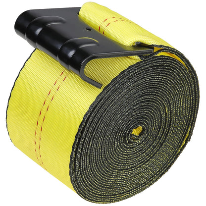 Winch Straps, 4" x 40', 6000 lbs Load Capacity, 18000 lbs Breaking Strength, Flat Hook Truck Straps, Flatbed Tie Down Load Control for Trailers, Farms, Rescues, Tree Rescuers, Yellow (10-Pack)