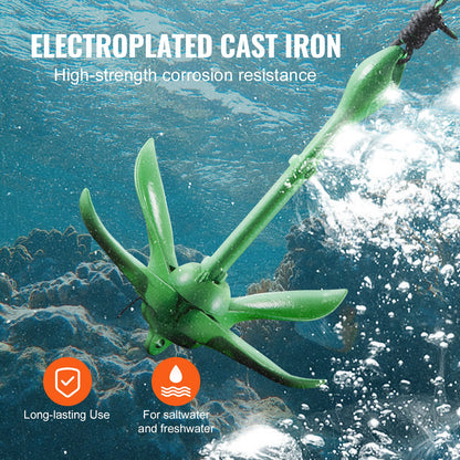 Kajak-Anker-Set, 3,5 lb Paddle Board Anker-Set mit 26,2 ft/8 m Seil und Boje, Faltbarer Bootsanker mit Aufbewahrungstasche und Befestigungshaken, Kajak-Zubehör für Kajaks, Boote, Kanus