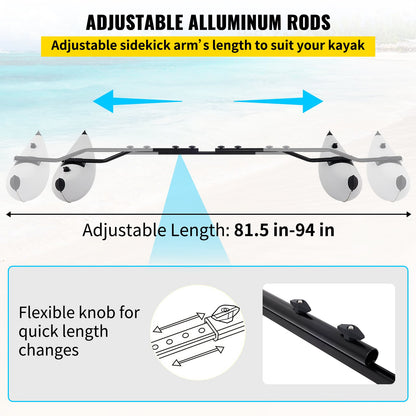 Kayak Outrigger Stabilizers, 2 PCS, PVC Inflatable Outrigger Float with Sidekick Arms Rod, Standing Float Stabilizer System Kit for Kayaks, Canoes, Fishing Boats