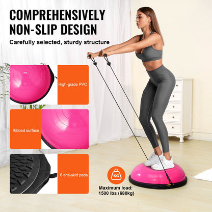 26" Halbgymnastikball Trainer Yoga Balance Stabilitätsball Widerstandsband