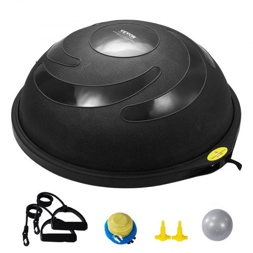 Half Exercise Ball Trainer, 26 inch Balance Ball Trainer, 1500lbs Capacity Stability Ball, Yoga Ball with Resistance Bands & Foot Pump, Strength Fitness Ball for Home Gym Full Body Workout Black