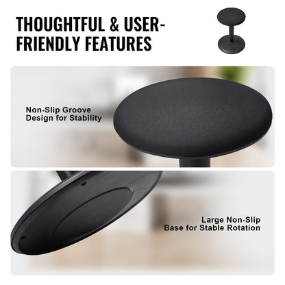 Wobble Chair, höhenverstellbar (21,7-28,3 Zoll), Aktivstuhl, Alter 12-18, Schwarz