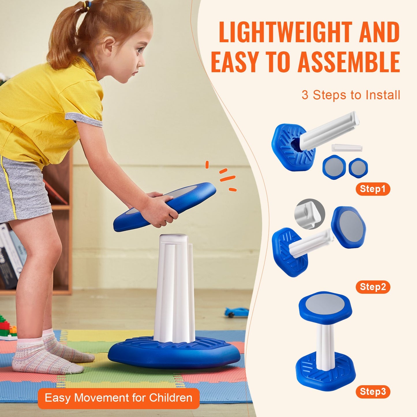 Kids Wobble Chair, Active Chair with Sponge Cushion, Wobble Stool Improves Focus, Posture and Calm Children, Ideal for Schools and Preschools, Age 3-7, Blue