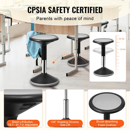 Wobble Chair Height Adjustable (15.7-21.7") Active Chair Age 12-18 Black