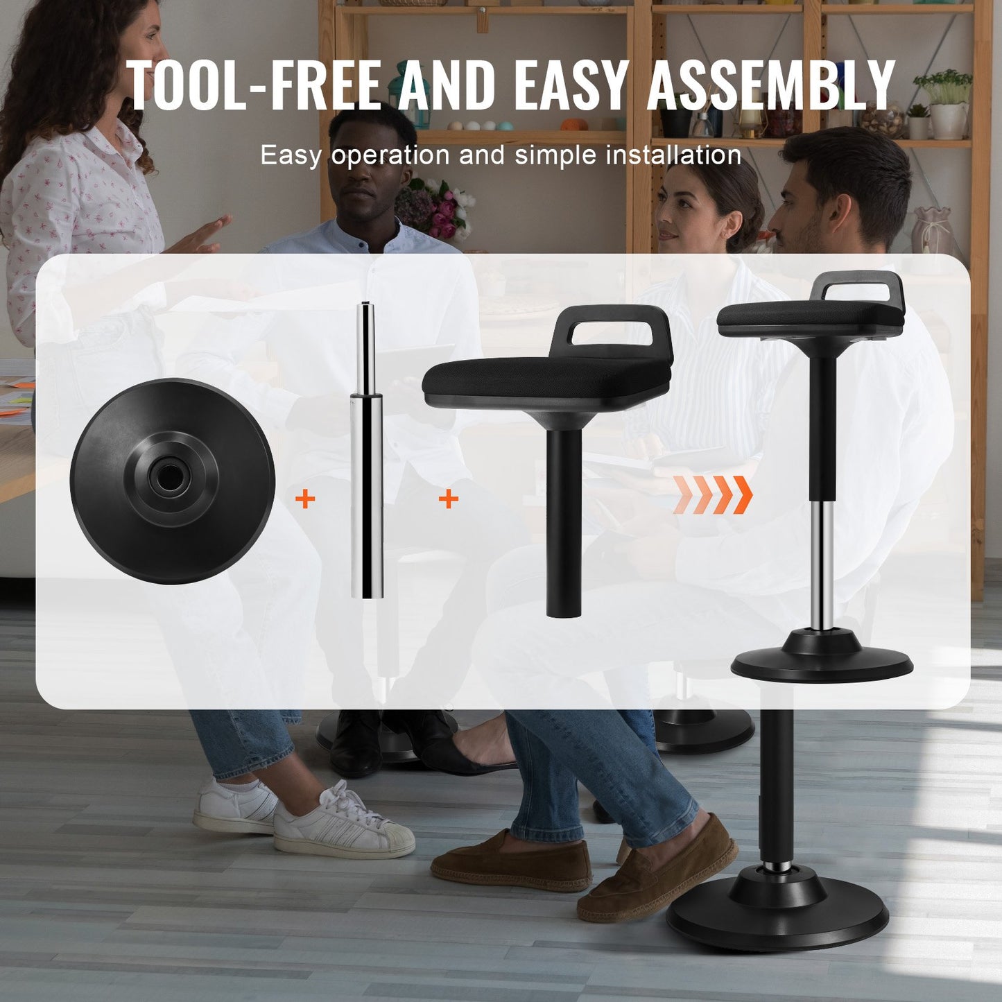 Wobble Chair Höhenverstellbarer (24,6-34,4") Aktivstuhl mit Griff schwarz