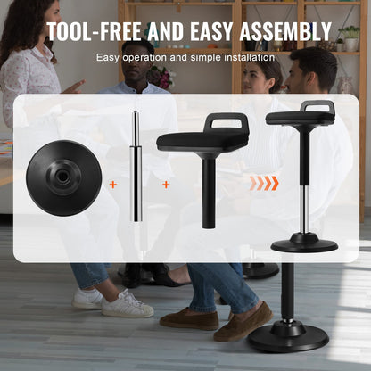 Wobble Chair Höhenverstellbarer (24,6-34,4") Aktivstuhl mit Griff schwarz