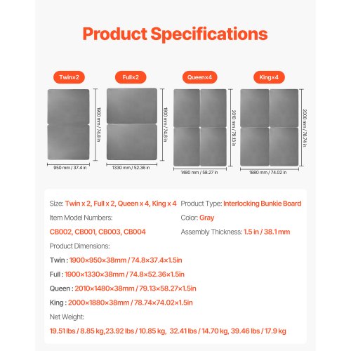 Våningssängsbräda i dubbelstorlek, 38 mm, ribbor med 200D Oxfordduk, 2 st