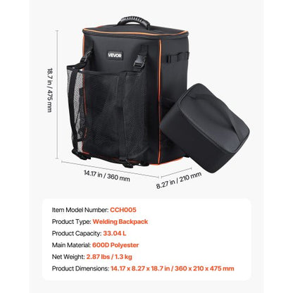 33L Schweißrucksack 600D Polyester Schweißrucksack für Werkzeug und Helm