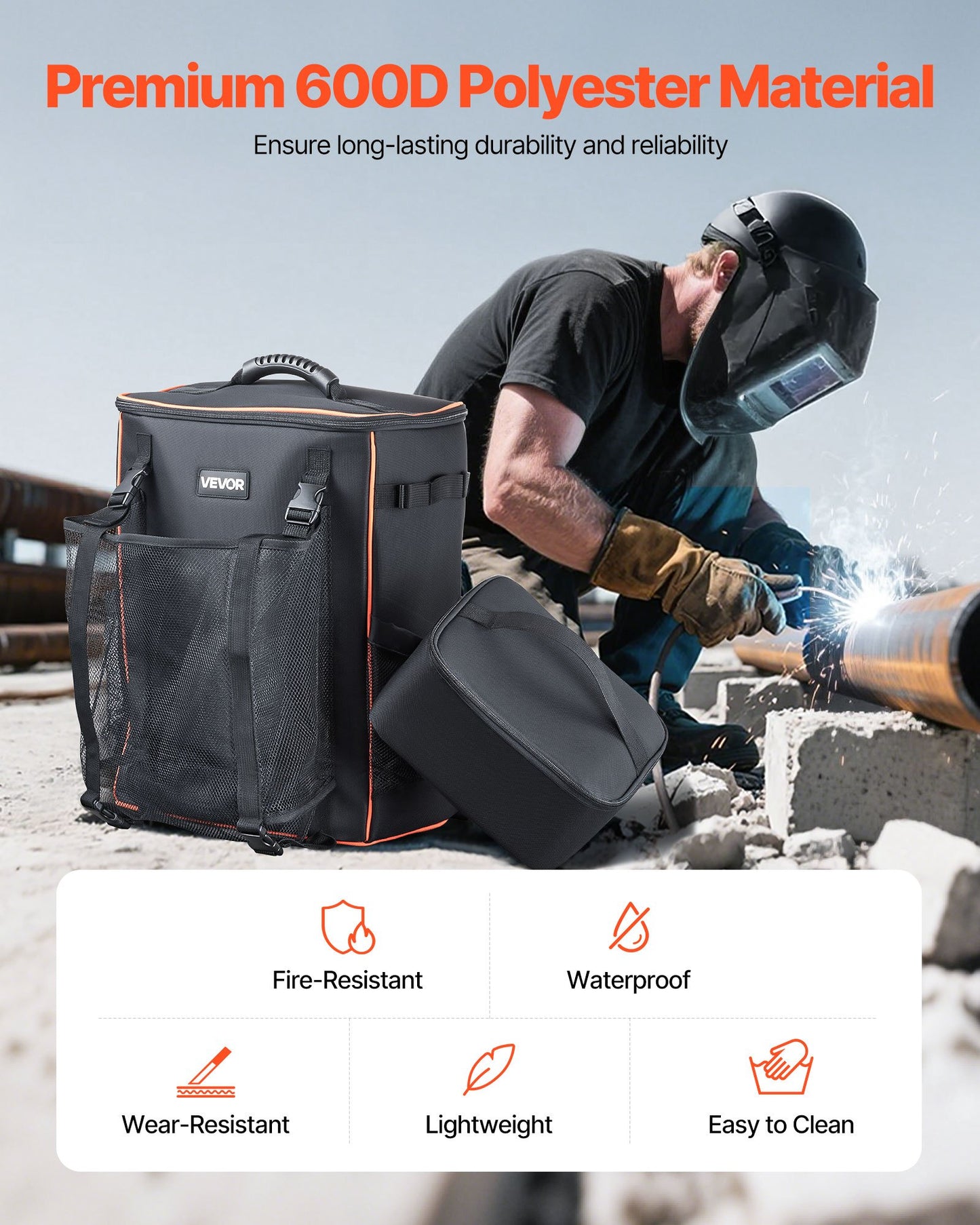 Welding Backpack, 33L Welder Backpack with Insulated Bag & Helmet Bag, 600D Polyester Extreme Gear Pack for Tools and Helmet, Multi-Purpose Gear Storage Bag for Welding, Outdoor Camping, Hiking