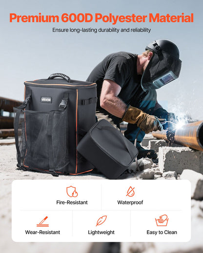Welding Backpack, 33L Welder Backpack with Insulated Bag & Helmet Bag, 600D Polyester Extreme Gear Pack for Tools and Helmet, Multi-Purpose Gear Storage Bag for Welding, Outdoor Camping, Hiking