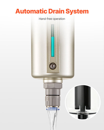 Air Compressor Filter, 1/2" NPT Air-Dryer for Compressor with 5μm Brass Filter Element, Auto-Drain Air Compressor Water Separator 175 PSI Max Working Pressure, Aluminum Alloy Bowl