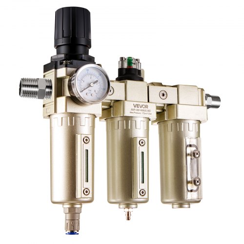 Air Compressor Filter Regulator, 3/4" NPT 3-Stage 5μm & 0.3μm & 0.1μm Air Drying System with Micron Filters and Desiccant Dryer, Auto Drain Air Compressor Water Separator 175PSI Max Pressure