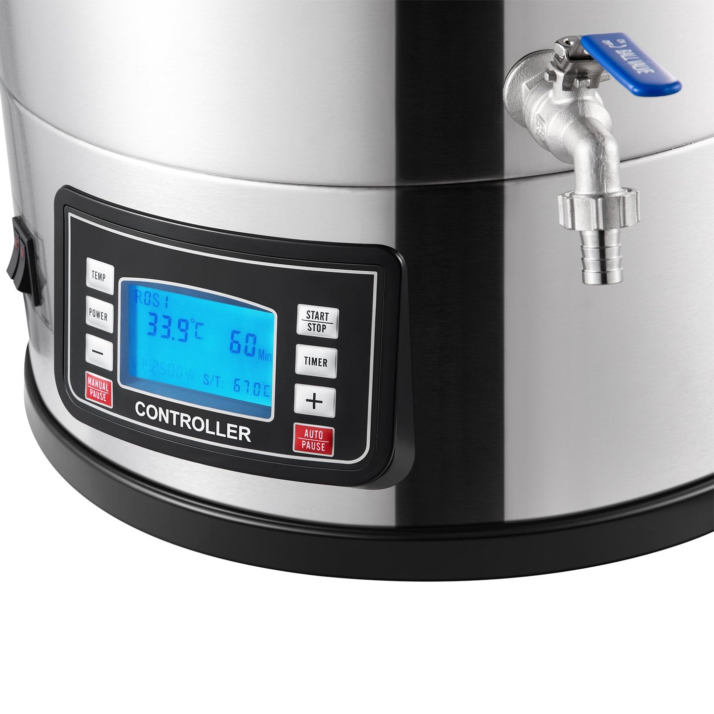 Electric Brewing System, 8 Gal/30 L, All-in-one Home Beer Brewer with Auto/Manual Mode Panel, Mash Boil Device with 100-2500W Power 25-100℃ Temp 1-180 min Timer Circulation Pump Recipe Memory, 220V