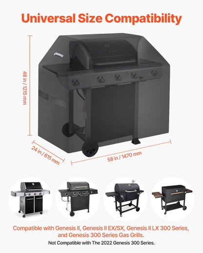 58 Inch Grill Cover Heavy Duty BBQ Gas Grill Cover Outdoor Waterproof