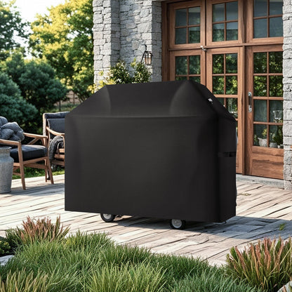 Grill Cover, 58 inch BBQ Covers for Outdoor Grills, Waterproof, Fade Resistant, Weather Resistant Heavy Duty 600D Polyester, Easy On/Off, with Hook-and-Loop Straps, Black