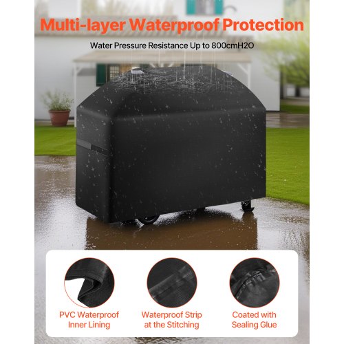 Grillöverdrag, 63 tums grillöverdrag för utomhusgrillar, vattentätt, blekningsbeständigt, väderbeständigt kraftigt 600D polyester, enkelt på och av, med kardborreband, svart |  EU