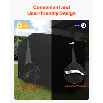 Grillöverdrag, 63 tums grillöverdrag för utomhusgrillar, vattentätt, blekningsbeständigt, väderbeständigt kraftigt 600D polyester, enkelt på och av, med kardborreband, svart |  EU