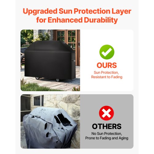 Grillöverdrag, 63 tums grillöverdrag för utomhusgrillar, vattentätt, blekningsbeständigt, väderbeständigt kraftigt 600D polyester, enkelt på och av, med kardborreband, svart |  EU
