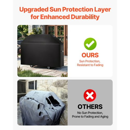 Grillöverdrag, 63 tums grillöverdrag för utomhusgrillar, vattentätt, blekningsbeständigt, väderbeständigt kraftigt 600D polyester, enkelt på och av, med kardborreband, svart |  EU