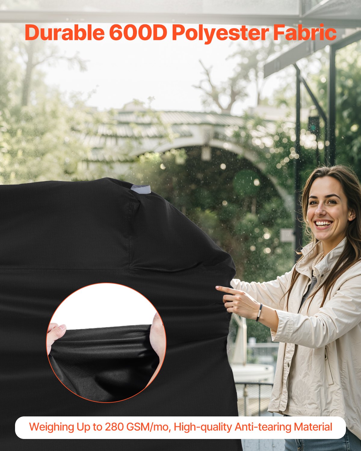 Grill Cover, 63 inch BBQ Covers for Outdoor Grills, Waterproof, Fade Resistant, Weather Resistant Heavy Duty 600D Polyester, Easy On/Off, with Hook-and-Loop Straps, Black