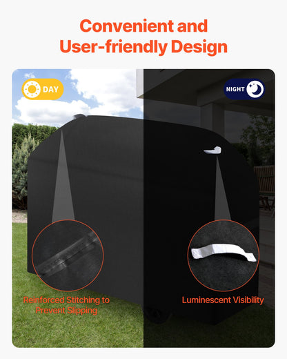Grill Cover, 63 inch BBQ Covers for Outdoor Grills, Waterproof, Fade Resistant, Weather Resistant Heavy Duty 600D Polyester, Easy On/Off, with Hook-and-Loop Straps, Black