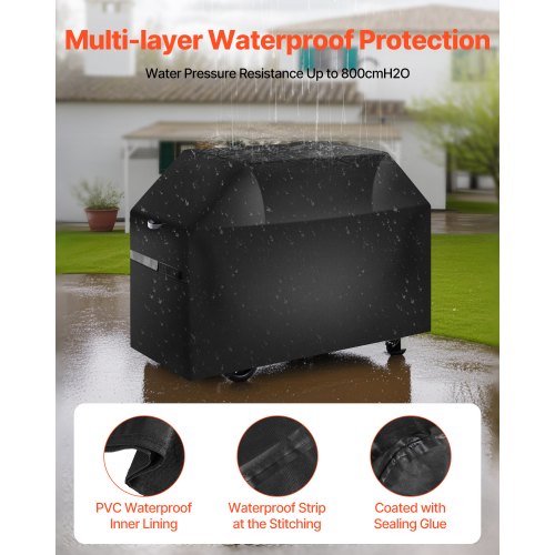 Grillöverdrag, 48 tums grillöverdrag för utomhusgrillar, vattentätt, blekningsbeständigt, väderbeständigt kraftigt 600D polyester, enkelt på och av, med kardborreband, svart |  EU