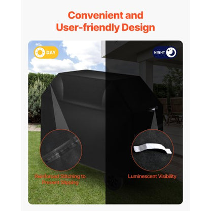 Grillöverdrag, 48 tums grillöverdrag för utomhusgrillar, vattentätt, blekningsbeständigt, väderbeständigt kraftigt 600D polyester, enkelt på och av, med kardborreband, svart |  EU