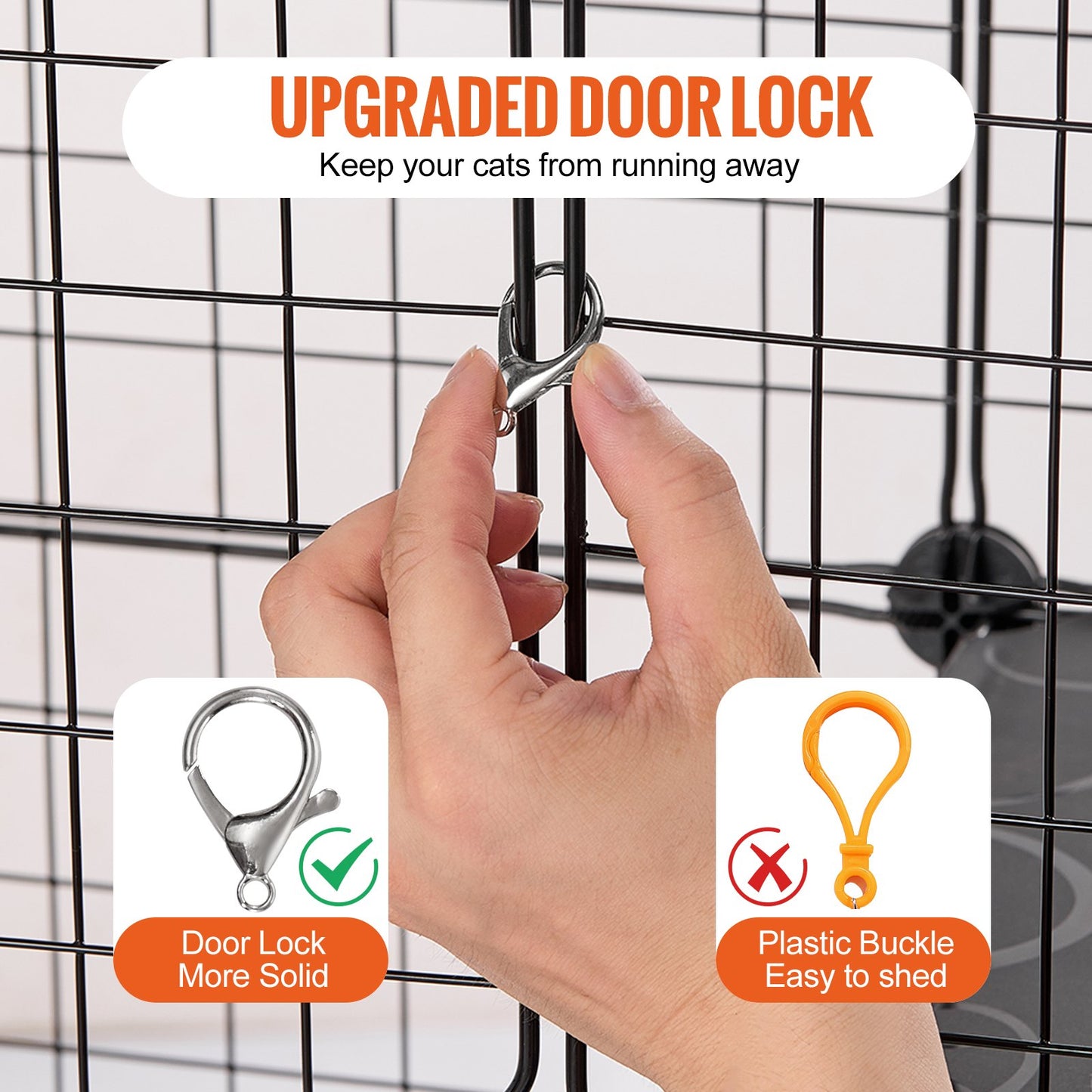 Large 3-Tier Cat Cage 28 x 28 x 41" Wire Playpen Catio with Hammock