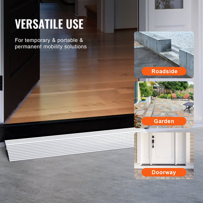 Türschwellenrampe, 2,5 cm Anstieg, 361 kg Tragkraft, Rollstuhl-Türrampe, Aluminium-Schwellenrampe für Türöffnungen, verstellbare modulare Schwellenrampe für Rollstühle, Scooter, Elektrorollstühle