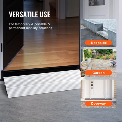 Door Threshold Ramp, 2" Rise, 800 lbs Load Capacity, Wheelchair Door Ramp, Aluminum Threshold Ramp for Doorways, Adjustable Modular Threshold Ramp for Wheelchairs, Scooters, Power Chairs