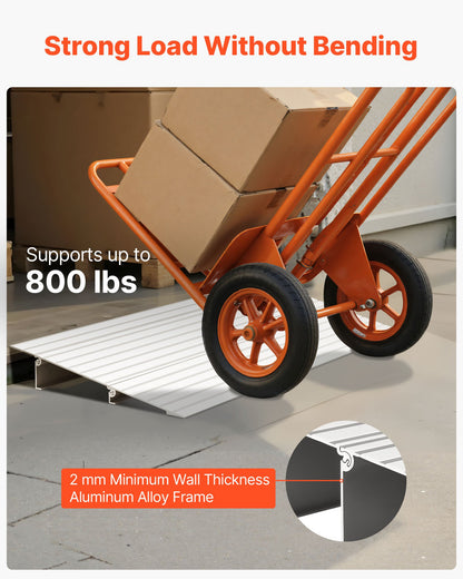 Door Threshold Ramp, 2 inch Rise, Aluminum Alloy Threshold Ramp Rated 800 lbs Load Capacity, Handicap Ramps for Home Steps for Wheelchair, Scooters, Power Chairs, Walkers, Bicycle, Tricycle