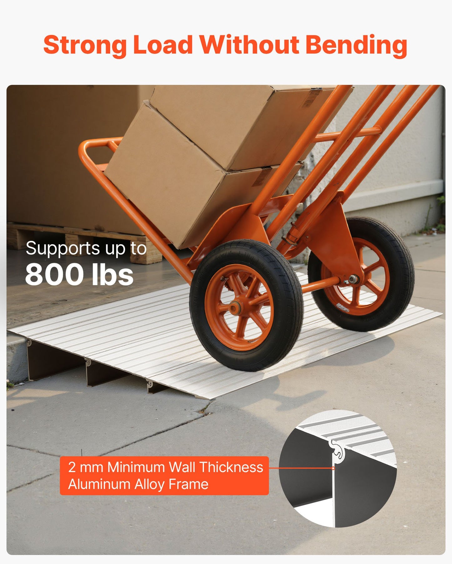 Door Threshold Ramp, 3 inch Rise, Aluminum Alloy Threshold Ramp Rated 800 lbs Load Capacity, Handicap Ramps for Home Steps for Wheelchair, Scooters, Power Chairs, Walkers, Bicycle, Tricycle