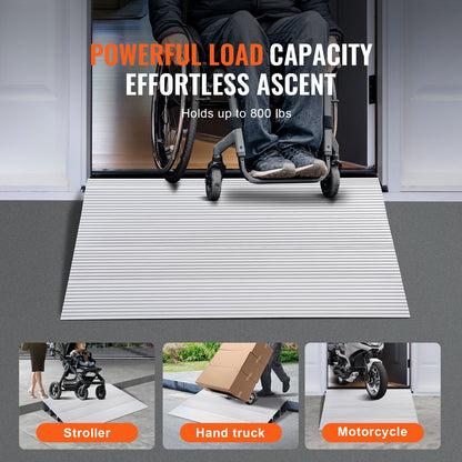 Türschwellenrampe, 10,2 cm Höhe, 361 kg Tragkraft, Rollstuhl-Türrampe, Aluminium-Schwellenrampe für Türöffnungen, verstellbare modulare Schwellenrampe für Rollstühle, Scooter, Elektrorollstühle
