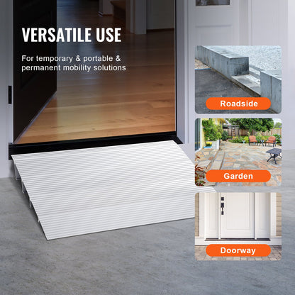 Türschwellenrampe, 10,2 cm Höhe, 361 kg Tragkraft, Rollstuhl-Türrampe, Aluminium-Schwellenrampe für Türöffnungen, verstellbare modulare Schwellenrampe für Rollstühle, Scooter, Elektrorollstühle