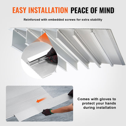 Door Threshold Ramp, 5" Rise, 800 lbs Load Capacity, Wheelchair Door Ramp, Aluminum Threshold Ramp for Doorways, Adjustable Modular Threshold Ramp for Wheelchairs, Scooters, Power Chairs