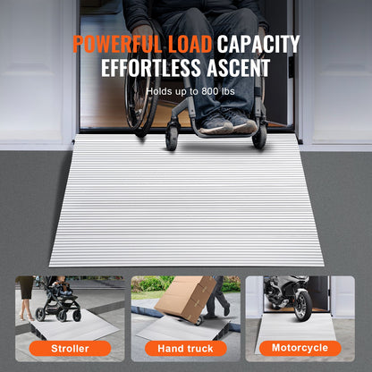 Door Threshold Ramp, 5" Rise, 800 lbs Load Capacity, Wheelchair Door Ramp, Aluminum Threshold Ramp for Doorways, Adjustable Modular Threshold Ramp for Wheelchairs, Scooters, Power Chairs