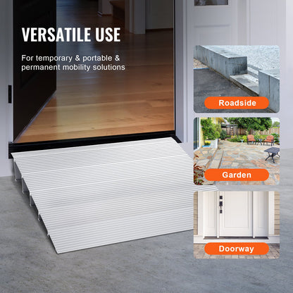 Door Threshold Ramp, 5" Rise, 800 lbs Load Capacity, Wheelchair Door Ramp, Aluminum Threshold Ramp for Doorways, Adjustable Modular Threshold Ramp for Wheelchairs, Scooters, Power Chairs