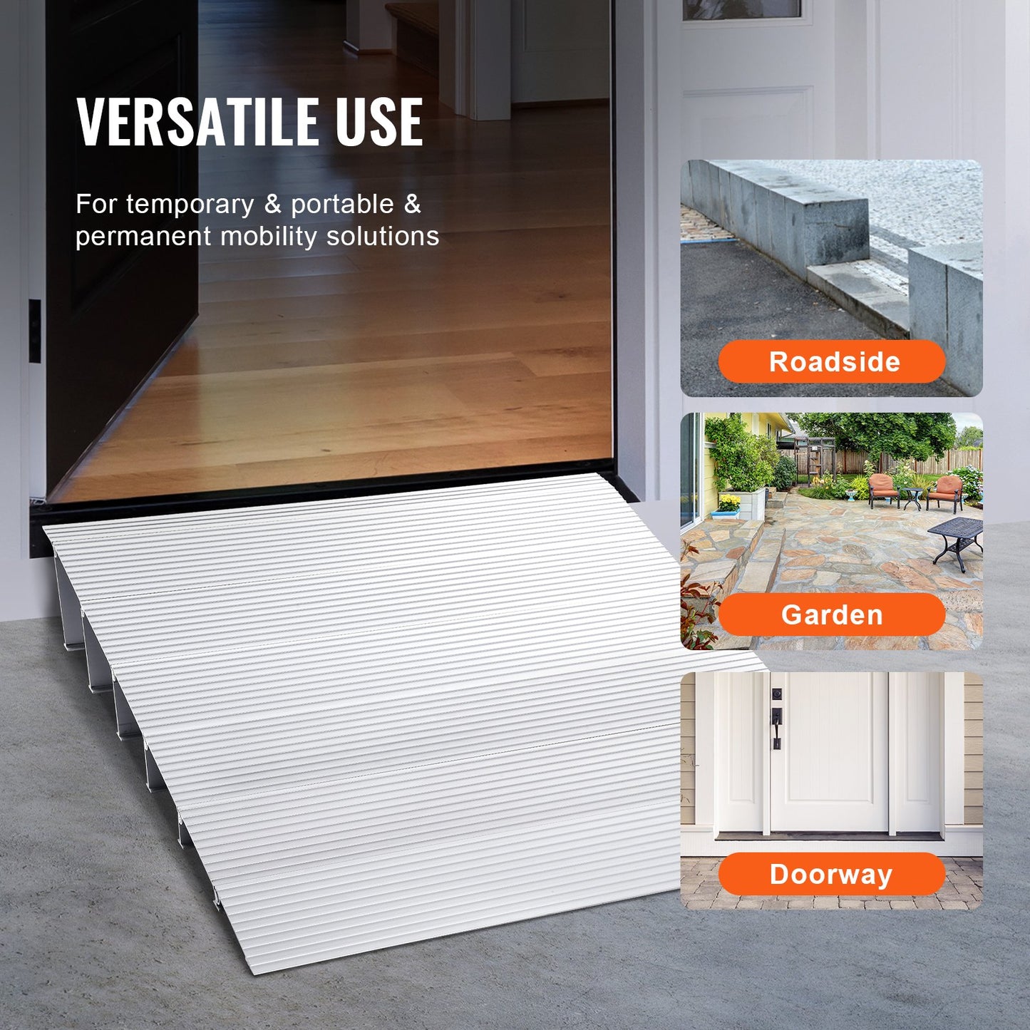 Türschwellenrampe, 15,2 cm Höhe, 361 kg Tragkraft, Rollstuhl-Türrampe, Aluminium-Schwellenrampe für Türöffnungen, verstellbare modulare Schwellenrampe für Rollstühle, Scooter, Elektrorollstühle
