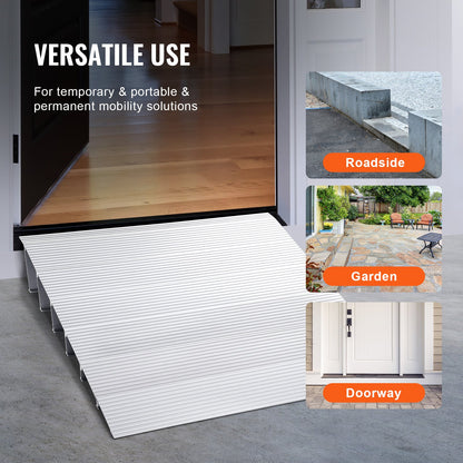 Türschwellenrampe, 15,2 cm Höhe, 361 kg Tragkraft, Rollstuhl-Türrampe, Aluminium-Schwellenrampe für Türöffnungen, verstellbare modulare Schwellenrampe für Rollstühle, Scooter, Elektrorollstühle