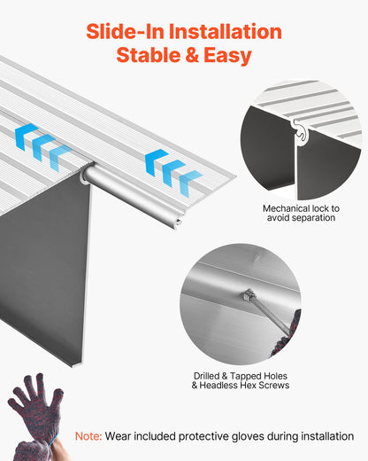 Door Threshold Ramp, 6 inch Rise, Aluminum Alloy Threshold Ramp Rated 800 lbs Load Capacity, Handicap Ramps for Home Steps for Wheelchair, Scooters, Power Chairs, Walkers, Bicycle, Tricycle