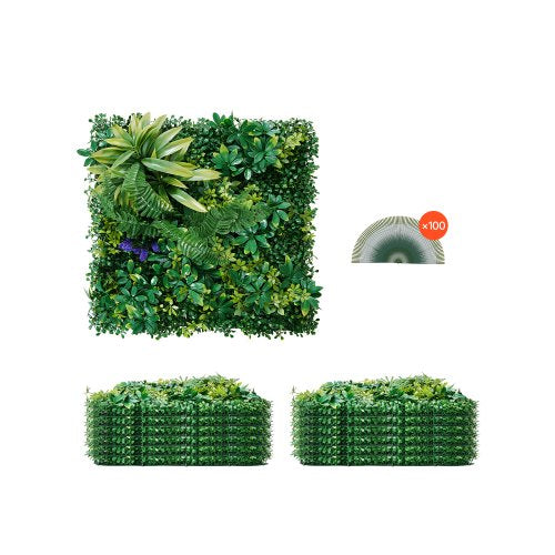 Artificial Grass Wall Panels, 12 PCS 20 x 20 inch, 3D Combination Greenery Boxwood Panel for Indoor Outdoor Green Decor & Ivy Fence Covering, Privacy Backdrop Wall Hedge Screen for Garden
