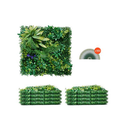 Artificial Grass Wall Panels, 8 PCS 20 x 20 inch, 3D Combination Greenery Boxwood Panel for Indoor Outdoor Green Decor & Ivy Fence Covering, Privacy Backdrop Wall Hedge Screen for Garden