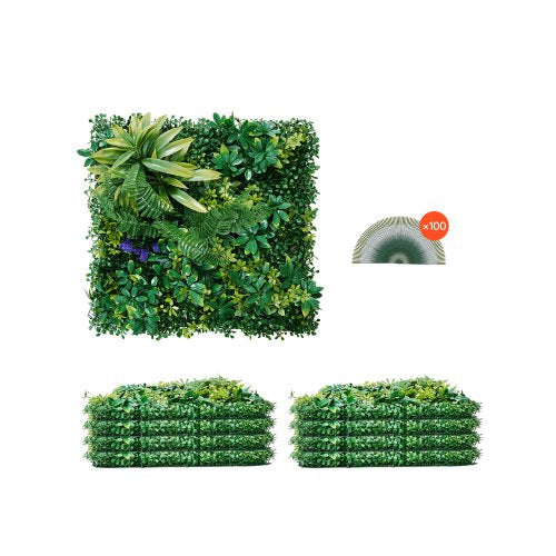 Artificial Grass Wall Panels, 8 PCS 20 x 20 inch, 3D Combination Greenery Boxwood Panel for Indoor Outdoor Green Decor & Ivy Fence Covering, Privacy Backdrop Wall Hedge Screen for Garden