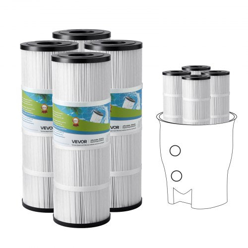 Pool Filter Cartridge, 4x 80 Sq. Ft, Spa Hot Tub Filter Cartridge Replacement, Compatible with Pentair CCP320, Pleatco PCC80-PAK4, Secure for Kids & Pet, Easy to Clean