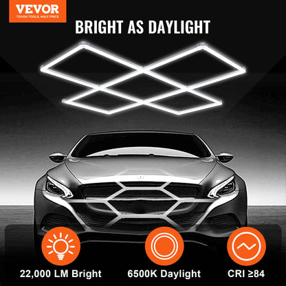 Square LED Garagebelysning 22000LM 5 Grids Bright Car Detailing Shop Light